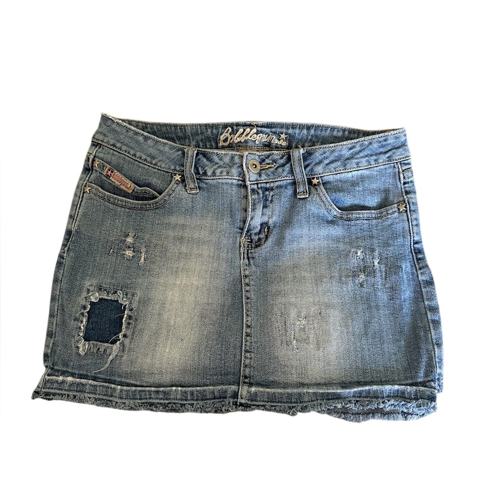 Y2K Bubblegum American Flavor Distressed Denim Mini Skirt